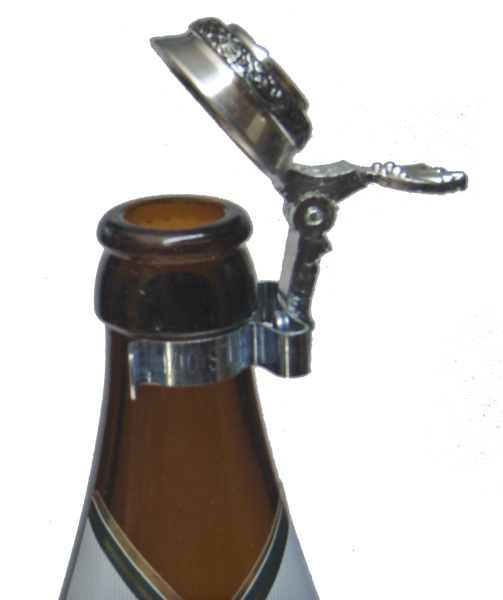 Zinndeckel für Bierflaschen Flachdeckel mit Seitenmuster