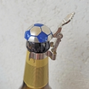 Fussball Zinndeckel für Bierflaschen Blau-Weiss